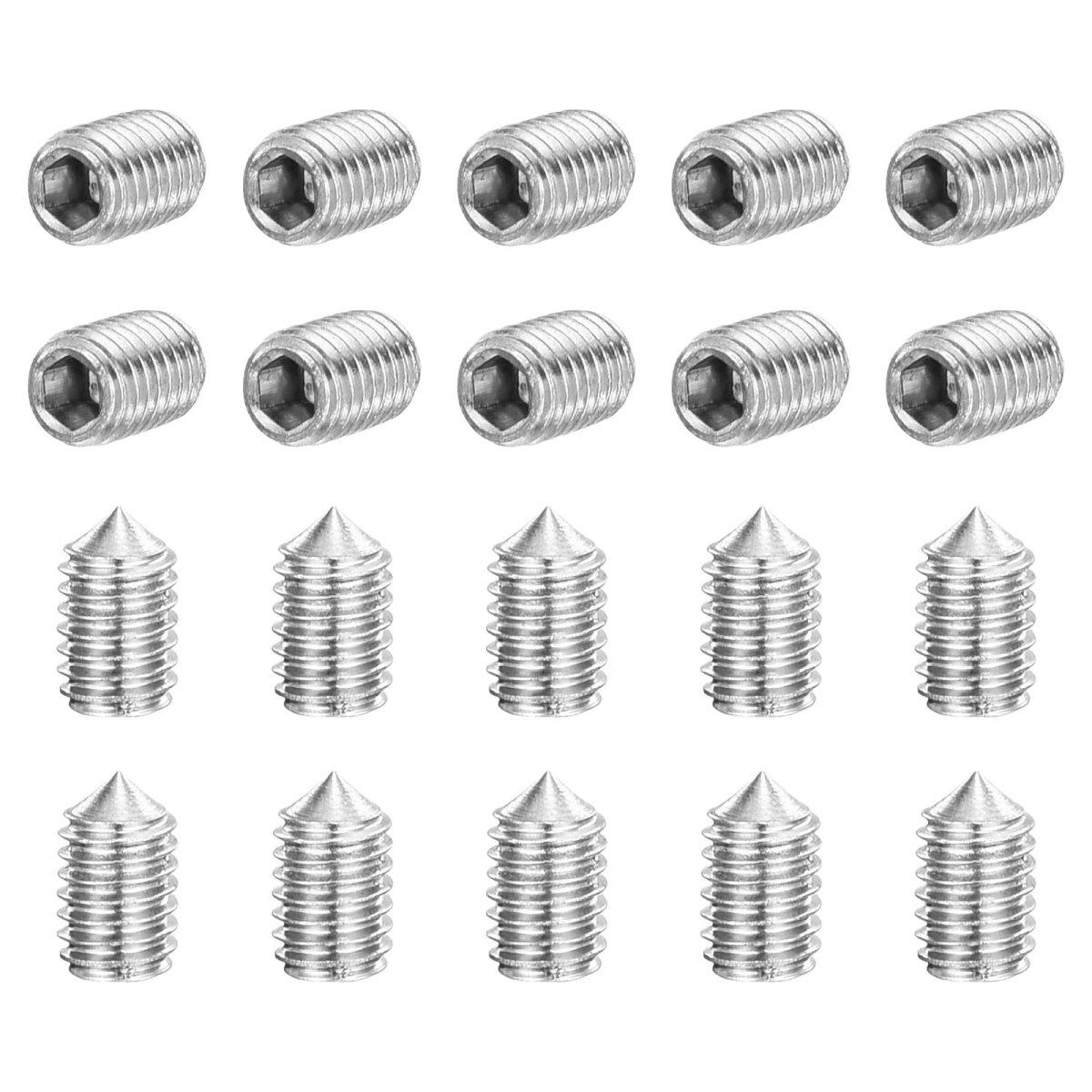 40pcs Set Screws M3x5mm 304 Stainless Steel Cone Point Hex Socket Grub For Machinery Home Repairs And Fixtures Silver