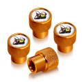 Dodge Scat-pack In White On Golden Premium Anodized Aluminum Tire Valve Stem Caps Set Of 4 