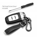 Ford F-150 Logo In Black On Leather Loop-strap Dark Gunmetal Hook Key Chain