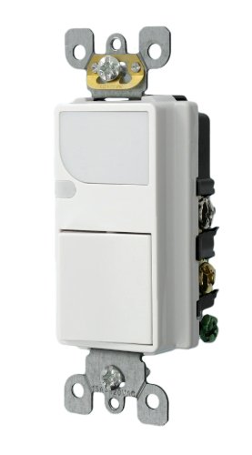 15 Amp 120v Ac Combination Decora Switch With Led Guide Light 6526-w White Rocker Style Wall Mount Automatic Sensor