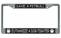 Save A Pitbull Chrome License Plate Frame 