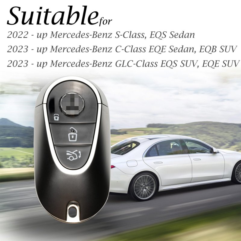 Vitodeco 3d Luxury Premium Genuine Leather Smart Key Fob Case For Mercedes-benz C-class S-class Glc Eqb Suv Eqs Sedan Eqe