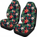 Forchrinse Bohemian Tropical Hibiscus Flower Palm Leaf Print Car Front Seat Cover For Women Girls Durable Breathable Auto 