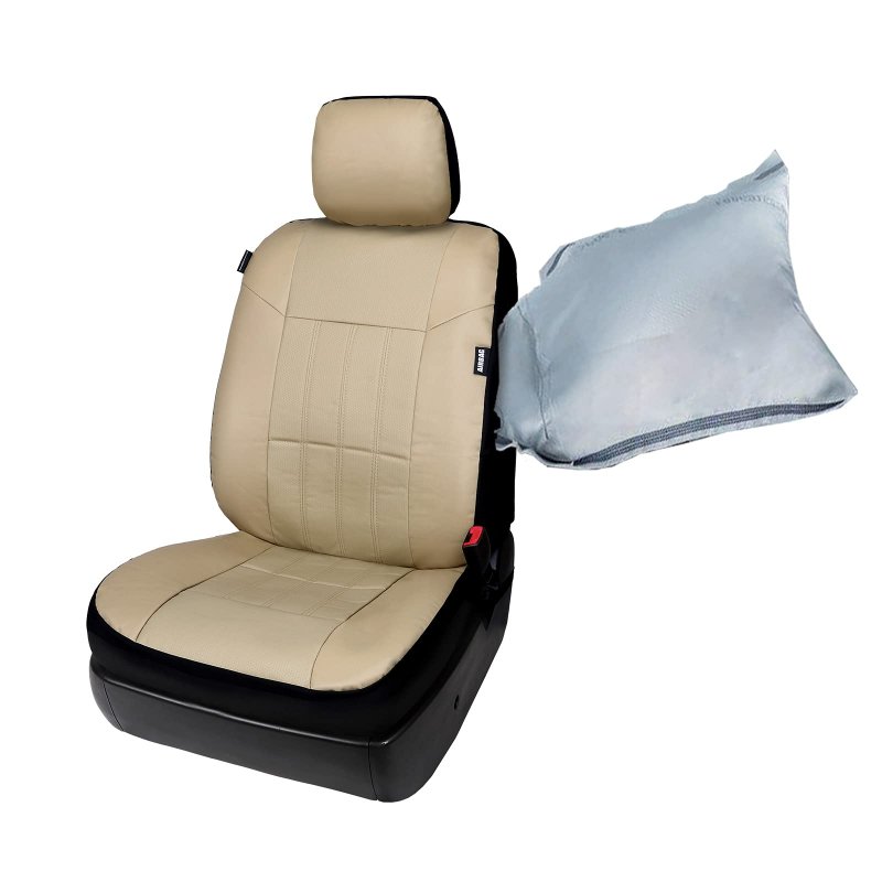 Leader Accessories Auto Low Back Leather Front Car Seat Covers Beige With Airbag Universal 2 Fronts Protector