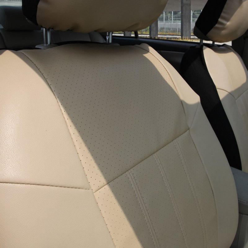 Leader Accessories Auto Low Back Leather Front Car Seat Covers Beige With Airbag Universal 2 Fronts Protector