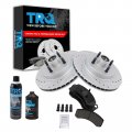 Trq Front Ceramic Brake Pad Performance Coated Rotor Kit W Chemicals 