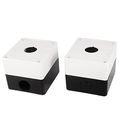 2pcs 22mm Hole Dia Push Button Control Station Box Black White