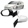 Dasbecan Left Driver Side Mirror For 2016-2022 Toyota Prius With Power Heated Glass Manual Folding Blind Spot Light White Paint 