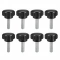 M5 X 16mm Metric Male Thread Knurled Clamping Knobs Grip Thumb Screw On Type Plastic Threaded Hand Bolt Black 8 Pcs 