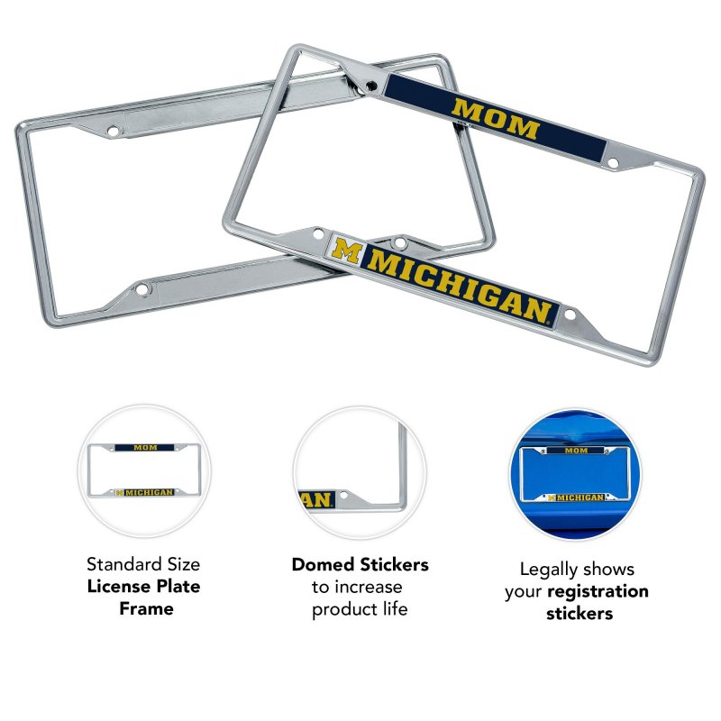 University Of Michigan Wolverines License Plate Frame Mom Officially Licensed Metal Car Tag Holder 6 25 X 12 In Standard Size