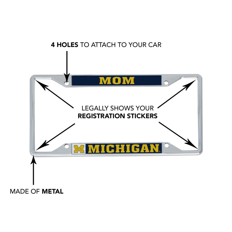University Of Michigan Wolverines License Plate Frame Mom Officially Licensed Metal Car Tag Holder 6 25 X 12 In Standard Size