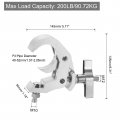Uxcell Light Truss Clamps 1 2 W Stage Lighting Pipe C Clamp Aluminum Alloy For 57-2 05 Od Tube Max Load 200lb Silver 2pcs