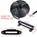 Astra Depot Gray 95ft X 3 8 20500lbs Synthetic Winch Rope Cable 10 Bolt Black Hawse Fairlead W 4 Mounting Hole 254mm Flip-up