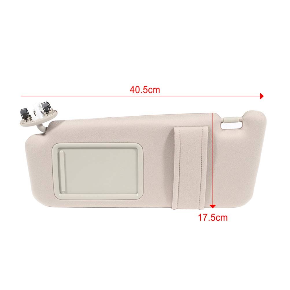 Sun Visor Left Driver Side Beige For Toyota Camry 2006 2007 2008 2009 2010 2011 Direct Fit Replacement Adjustable Fabric Shade