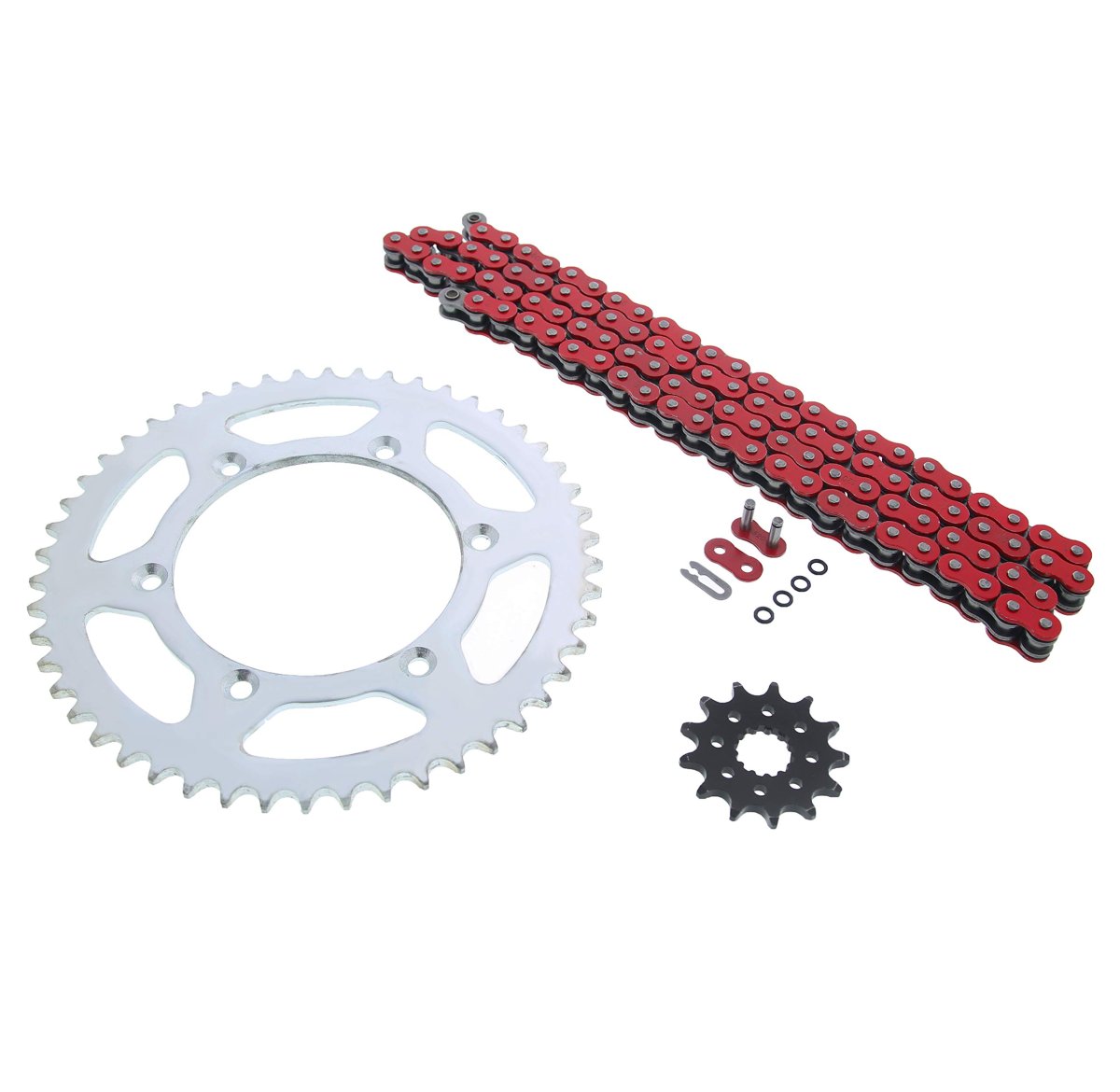 Red O Ring Chain Sprocket Silver 13 50 114l For Yamaha 99-14 Yz250 99-01 Wr400f