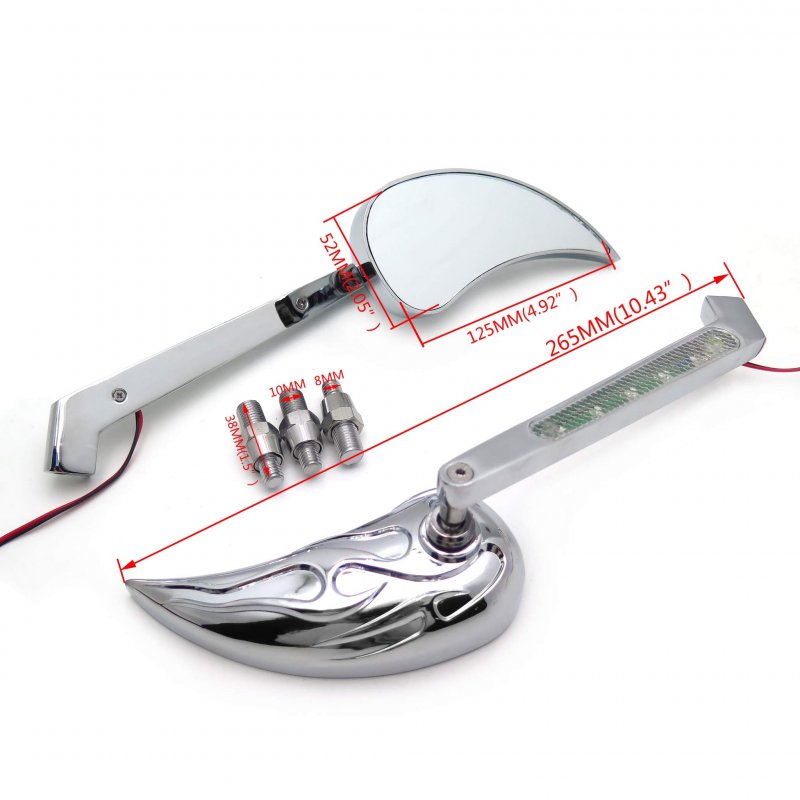 Motorcycle Raindrop Led Turn Signal Flame Fire Mirror For Kawasaki Ninja Suzuki Gsxr600 P N Mt208 Ttt004