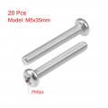 Uxcell M5x35mm Machine Screws Phillips Cross Pan Head Screw 304 Stainless Steel Fasteners Bolts 20pcs