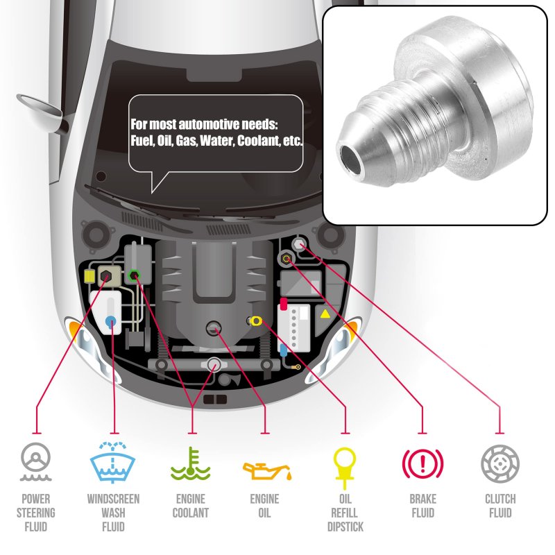 Car Auto 4an Male Weld On Fitting Bung Hose Adapter Fuel Oil Aluminum Alloy Silver Tone