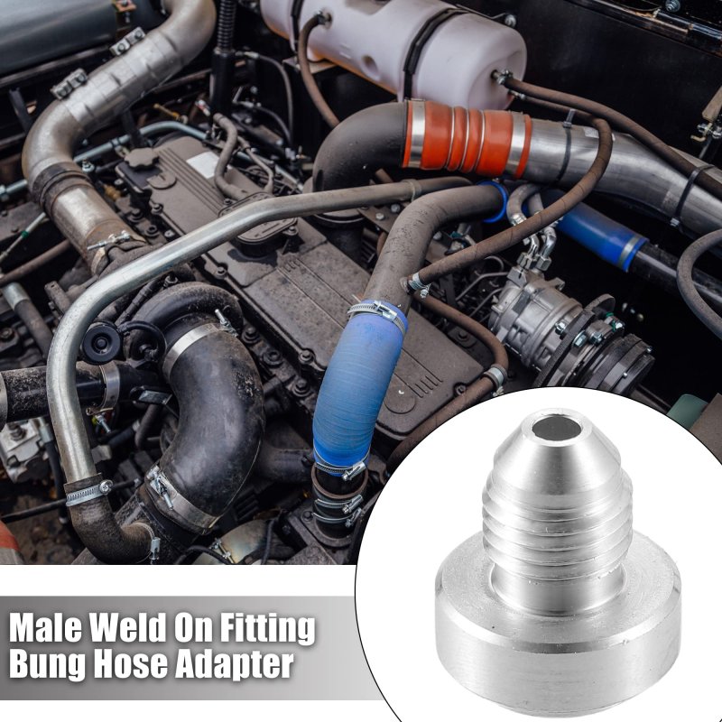 Car Auto 4an Male Weld On Fitting Bung Hose Adapter Fuel Oil Aluminum Alloy Silver Tone
