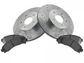 Front Ceramic Brake Pad And Cross Drilled Slotted Rotor Kit 5 Lug Vented Rotors Compatible With 2005-2006 Chevy Equinox 