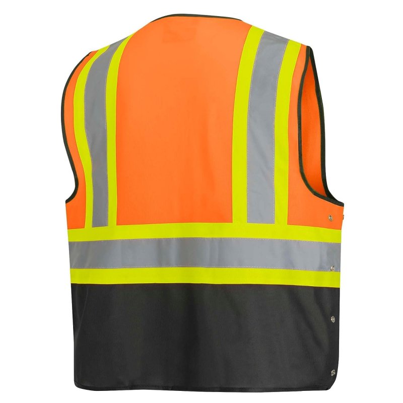 Pioneer Safety Vest Hi Vis Reflective Solid Neon 8 Pockets Zipper Adjustable For Construction Traffic Survey Work A Multiple