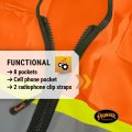Pioneer Safety Vest Hi Vis Reflective Solid Neon 8 Pockets Zipper Adjustable For Construction Traffic Survey Work A Multiple