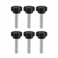M6 X 25mm Metric Male Thread Knurled Clamping Knobs Grip Thumb Screw On Type Plastic Threaded Hand Bolt Black 6 Pcs 