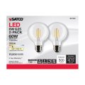 Satco S21246 6w G25 Led Filament Lamp Dimmable 3000k Soft White 500 Lumens Clear Medium Base 120v Wet Location 60w Incandescent