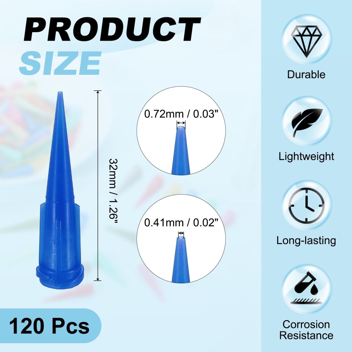 120pcs Plastic Tapered Pinhead 22 Gauge Tt Adhesive Dispensing Needle Tip 0 41mm Glue Applicator Blunt Tips For Industrial Oil