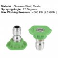 X Autohaux 25 Degrees High Pressure Washer Spray Nozzle Tips Quick Connector Green 5 Pcs