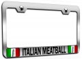 Italian Meatball Italy Chrome Metal License Plate Frame Tag Holder C45 