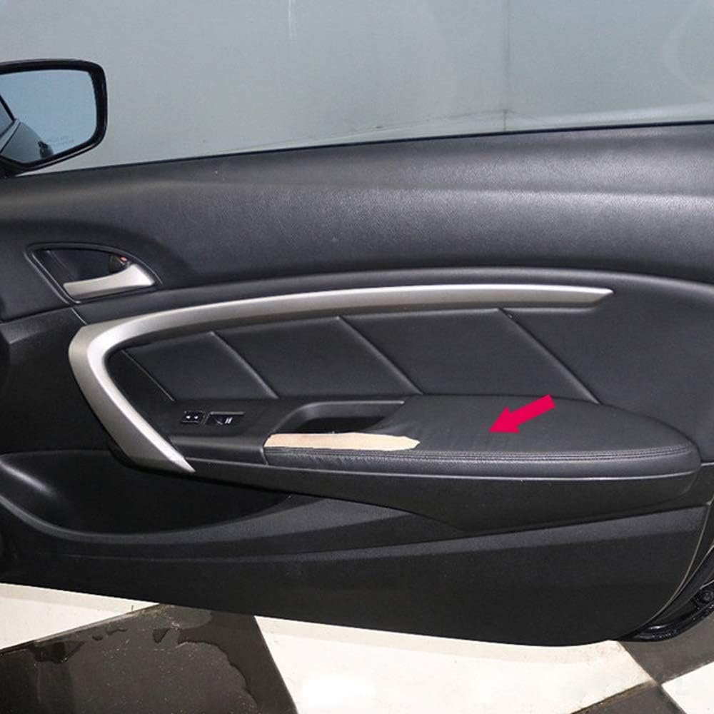2pcs Leather Front Door Panels Armrest Cover Skin For Honda Accord Sedan 2008-2012 Black Only Fit Coupe 2 Doors