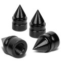 Auto Dynasty Impaler Spike Style Polished Aluminum Black Tire Vavle Stem Caps Pack Of 4