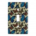 Butterflies Blue Exotic Pattern Plastic Wall Decor Toggle Light Switch Plate Cover 