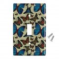 Butterflies Blue Exotic Pattern Plastic Wall Decor Toggle Light Switch Plate Cover