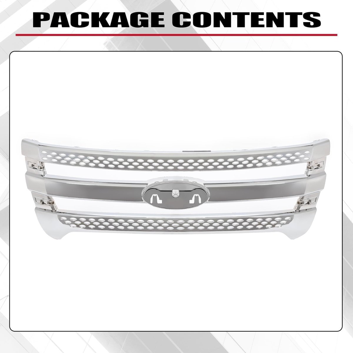Hecasa Front Grille For 2011-2015 Ford Explorer Chrome Grill Insert Plastic Abs Silvery