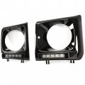 Hecasa Headlight Bezel Trim W Drl White Led Strip Compatible With 1990-2018 Mercedes Benz W463 G-class Wagon G500 G63 G55 Amg