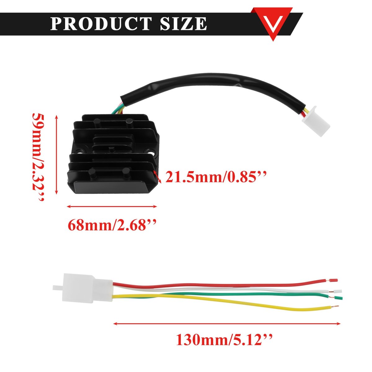 Pro Bat 4 Wire Male Plug Voltage Regulator Rectifier 12v For Atv Dirt Pit Bike Quad Scooter Moped Gokart Black