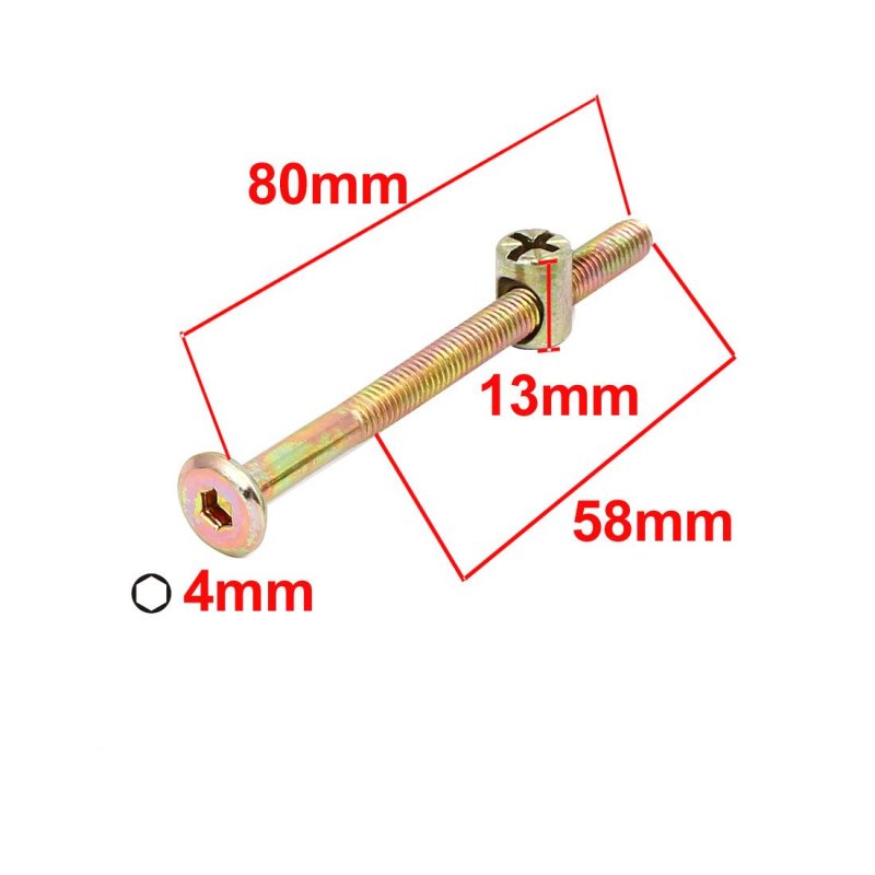 A16110800ux0726 M6x80 Mm 58 Half Thread Hex Socket Drive Furniture Bolts W Barrel Nuts Sets Pack Of 5