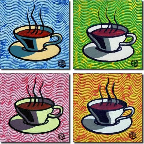 Coffee Cups By Beaman Cole Ceramic Accent Tile Set 6 In X For Kitchen Backsplash Modern Square Satin Finish Of 4