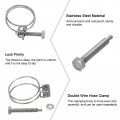 Uxcell 10pcs Double Wire Hose Clamp 36-40mm Adjustable Stainless Steel Clips With M6 Bolt For Dust Collection Pump Pipe
