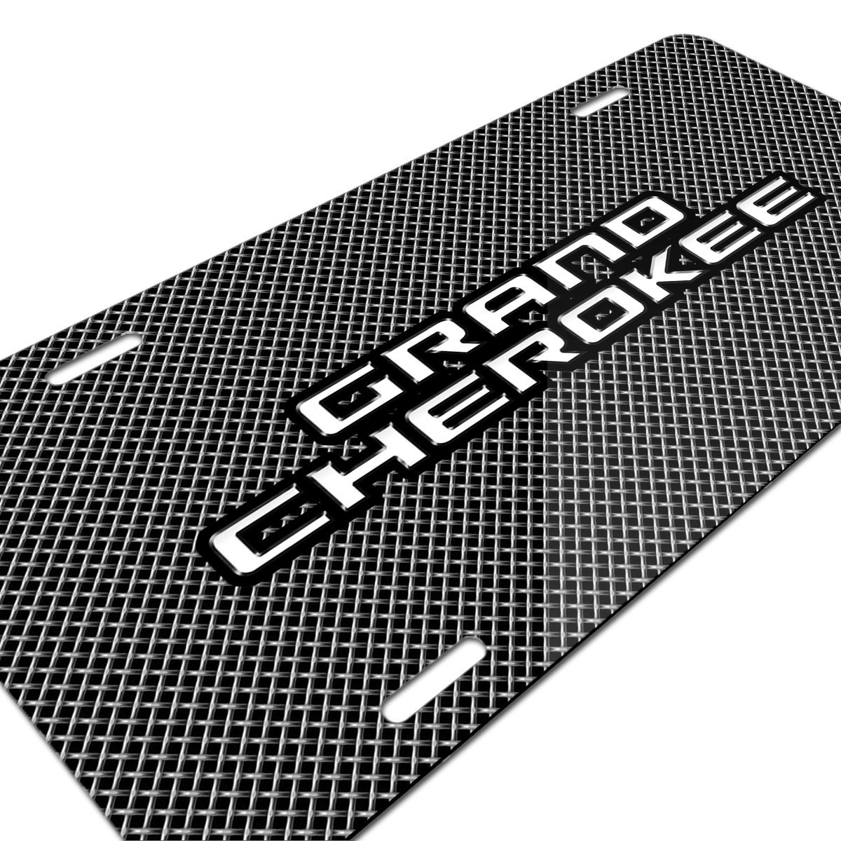 Jeep Grand Cherokee On Front Mesh Grill Graphic Special Aluminum Metal License Plate Official Licensed