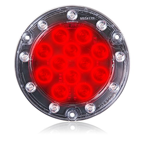 M85417r Red Led Ultra Thin Round Hybrid Stop Turn Tail And Back Up Light 5 In Flange Mount Reverse For Trailers Trucks Rvs Jeep