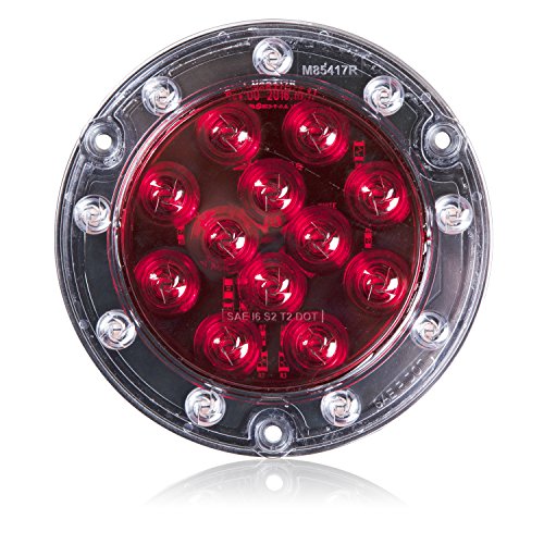 M85417r Red Led Ultra Thin Round Hybrid Stop Turn Tail And Back Up Light 5 In Flange Mount Reverse For Trailers Trucks Rvs Jeep