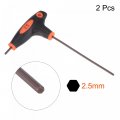 Uxcell 2 5mm Hex Key T-handle Dual End Wrench Spanner Metric Steel 2 Pcs
