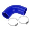 1 Set 48mm 89 Id 90mm 3 54 Length 90 Degrees Blue Car Silicone Hose With Clamps Coolant Universal 