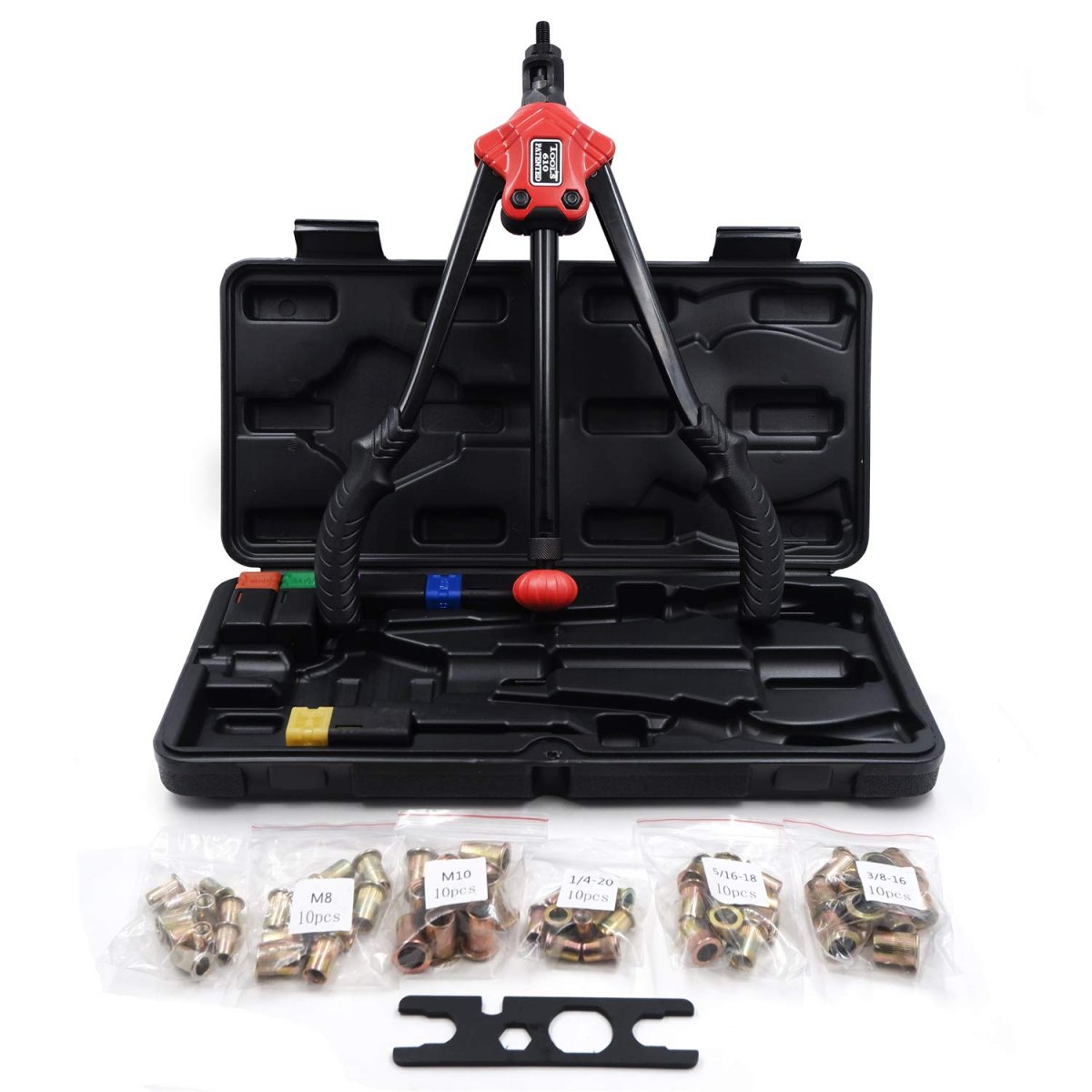 Pumping Rod Type Hand Nut Riveter Kit 14 In Rivnut Setting Tool With 6 Mandrels And 60 Rivet Nuts Bt610 Blind Carrying Case