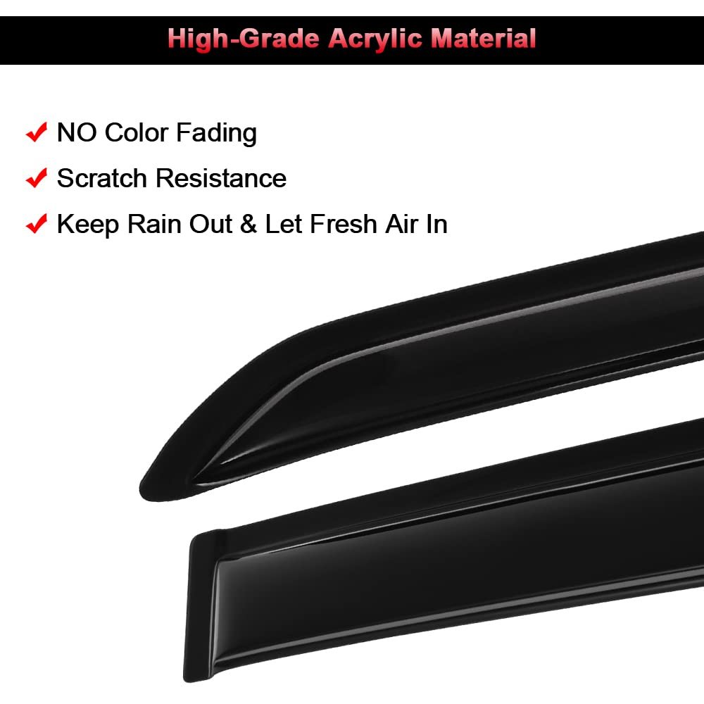Side Window Deflectors For 1984 To 2001 Jeep Cherokee Smoked Polycarbonate Rain Guards 4 Piece Set Outside Mount Tape On Wind