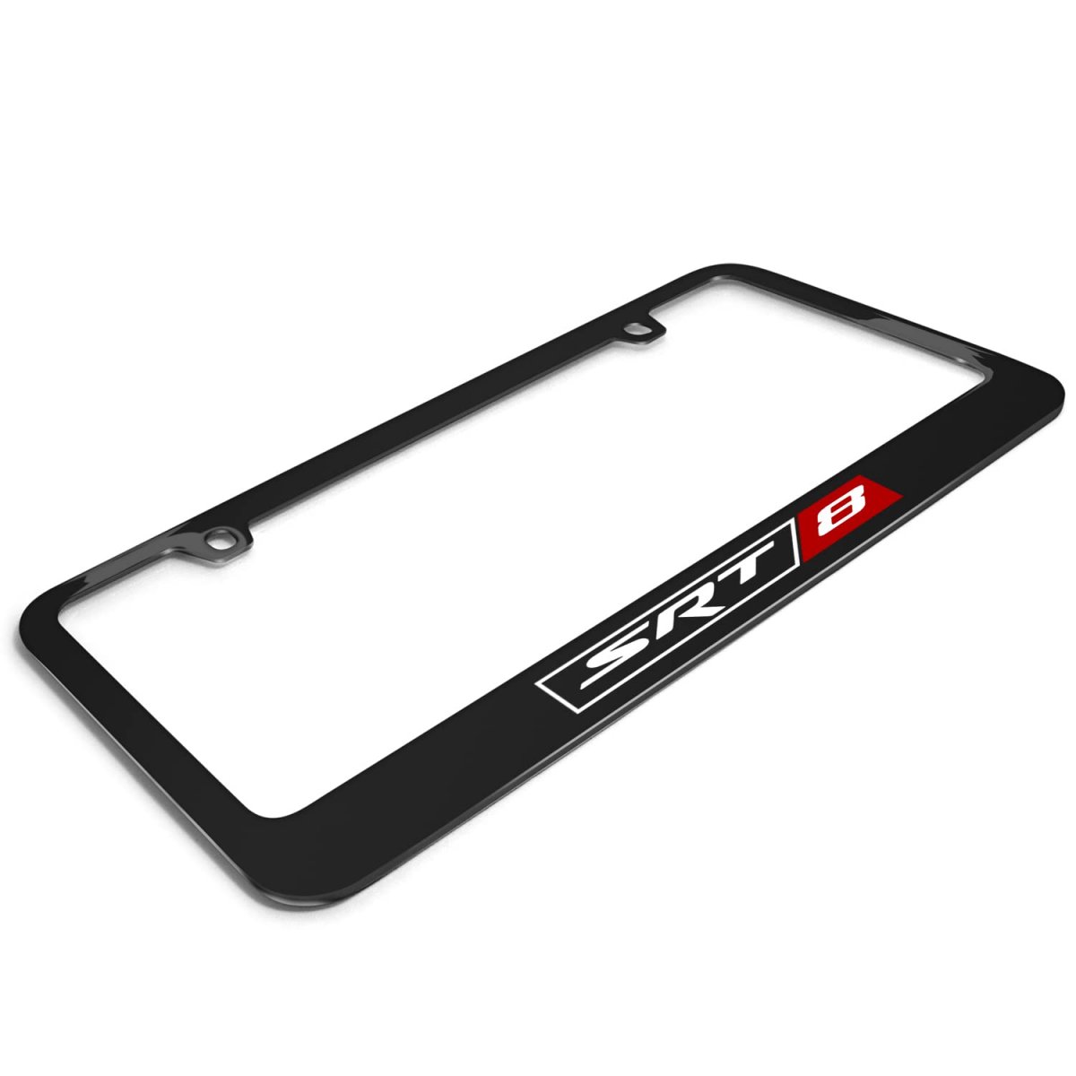 Dodge Srt-8 Logo In Color Black Metal License Plate Frame For Jeep Chrysler Ram