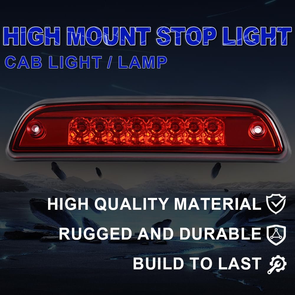 Led 3rd Brake Stop Lamp Light Red Lens Chrome Housing For Toyota Tacoma 1995 1996 1997 1998 1999 2000 2001 2002 2003 2004 2005